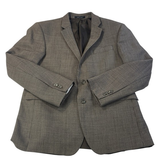 Kenneth Cole New York Blazer 44S Wool Micro Check Gray/Brown Sport Coat Jacket - Picture 9 of 10